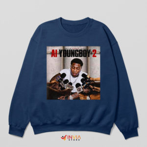 AI YoungBoy 2 Tribute Never Broke Again Navy Sweatshirt