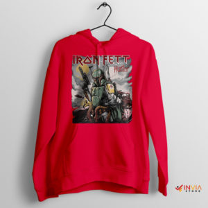 Boba Fett Gun Iron Maiden Album Red Hoodie