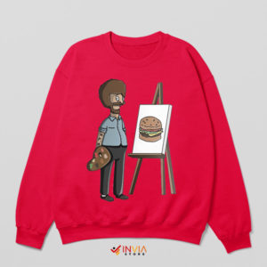 Burger Art Bob Belcher Meets Bob Ross Red Sweatshirt