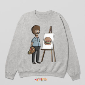 Burger Art Bob Belcher Meets Bob Ross Sport Grey Sweatshirt