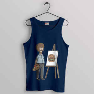 Burgerscape Bob Belcher x Bob Ross Navy Tank Top