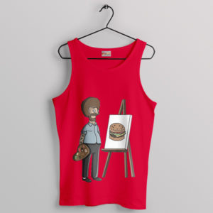 Burgerscape Bob Belcher x Bob Ross Red Tank Top