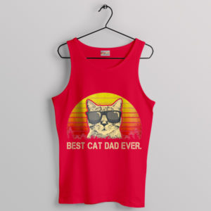 Cuddles Best Cat Dad Retro Red Tank Top