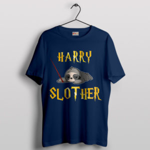 Harry Slother The Magical Sloth Wizard Navy T-Shirt