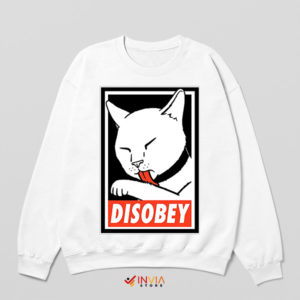 Kitty Anarchy The Disobey Cat White Sweatshirt