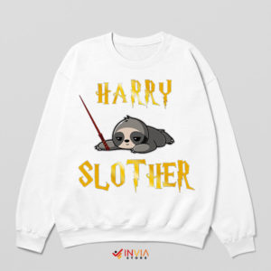 Lazy Wizard's Journey Harry Slother White Sweatshirt