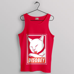 Paws of Defiance Disobey Cat Red Tank Top