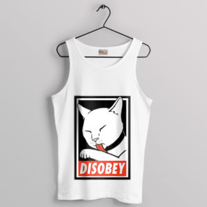 Paws of Defiance Disobey Cat White Tank Top