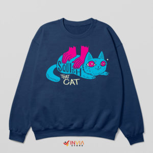 Playful Paws Squish That Cat Meme Navy Sweatshirt