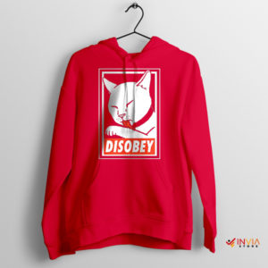 Rebel Paws Disobey Cat Revolution Red Hoodie