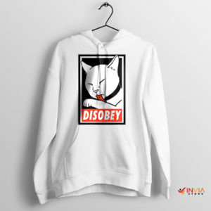 Rebel Paws Disobey Cat Revolution White Hoodie