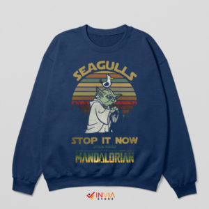 Retro Epic Battle Seagulls Meme Navy Sweatshirt