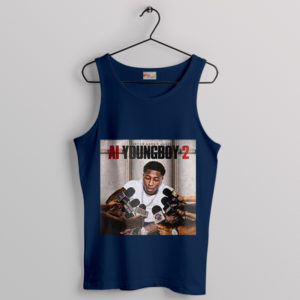 Retro Vibes AI YoungBoy 2 NBA Navy Tank Top