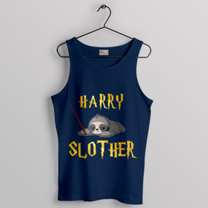 Slothy Spells Harry Slother Funny Navy Tank Top