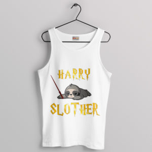 Slothy Spells Harry Slother Funny White Tank Top