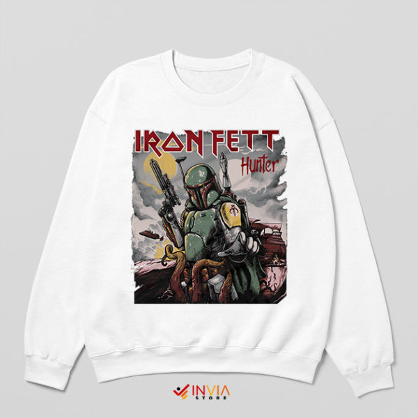 Star Wars Iron Maiden Boba Fett White Sweatshirt