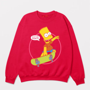 Bart Eat My Shorts Skateboard Deck Red Sweatshirt