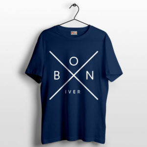 Bon Iver Tour X Poster Art Retro Concert Navy T-Shirt