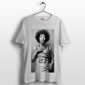 Jimi Hendrix with SuperSonics 27 Jersey Sport Grey T-Shirt