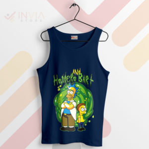 Crossing Boundaries Homer and Bart Navy Tank Top