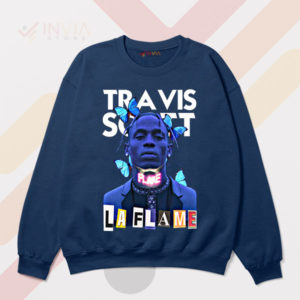 Fire Travis Scott La Flame Graphic Navy Sweatshirt