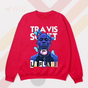 Fire Travis Scott La Flame Graphic Red Sweatshirt