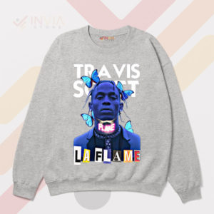 Fire Travis Scott La Flame Graphic Sport Grey Sweatshirt