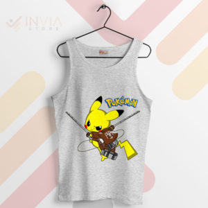 Pika Pokemon Transform Eren Yeager Sport Grey Tank Top