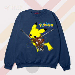 Powerful Pikachu Transform Eren Yeager Navy Sweatshirt