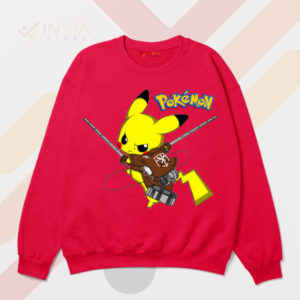 Powerful Pikachu Transform Eren Yeager Red Sweatshirt