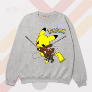 Powerful Pikachu Transform Eren Yeager Sport Grey Sweatshirt